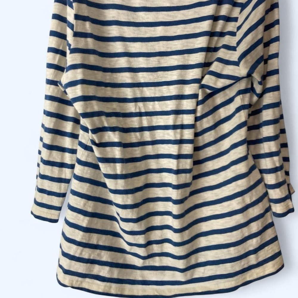 Talbots Blue and white striped long sleeve top with beaded neckline  L NWT - Picture 2 of 3
